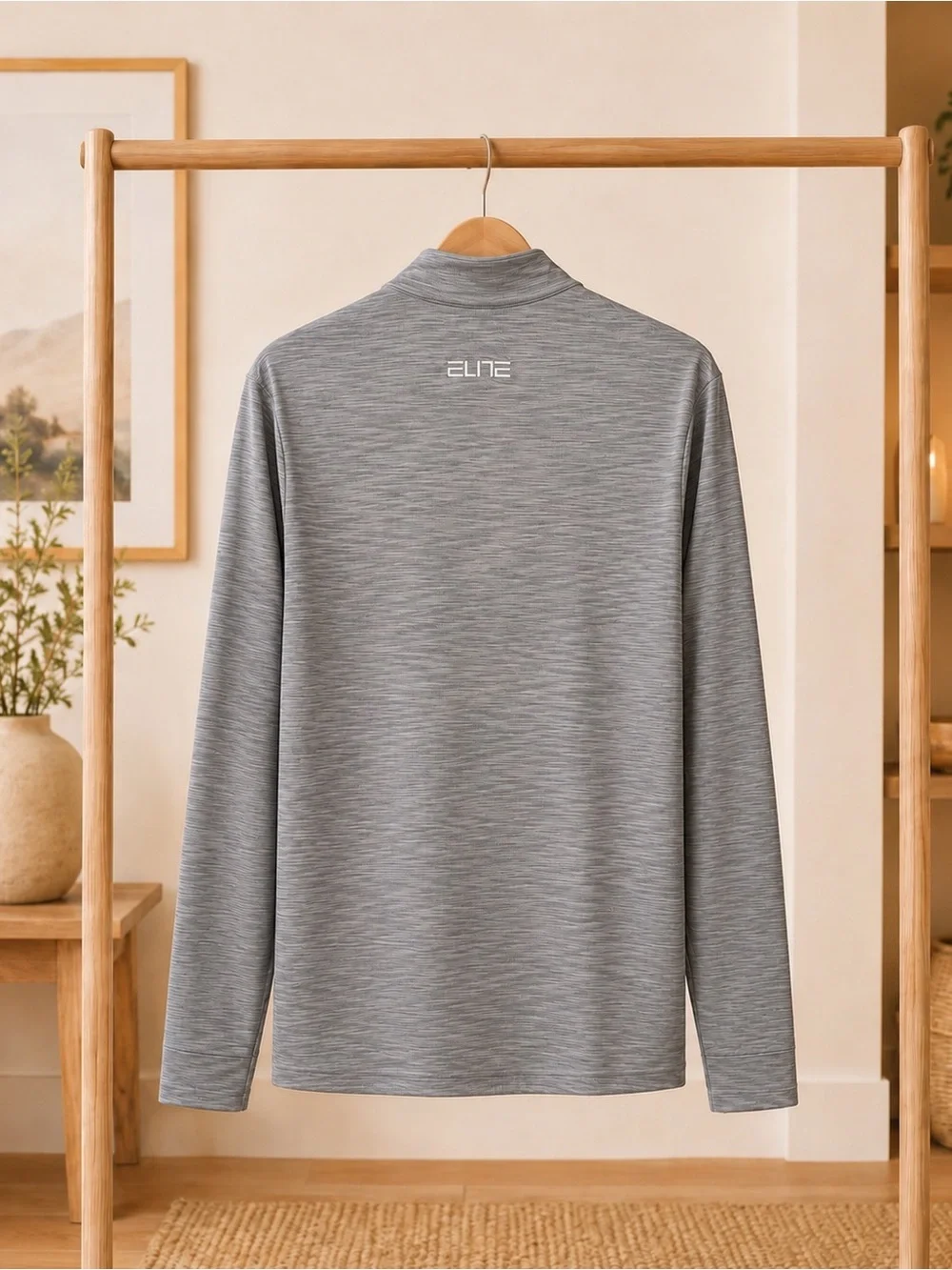 Nike Gray Heathered Long-Sleeve Polo with Crimson 'A' for Alabama Embroidery
